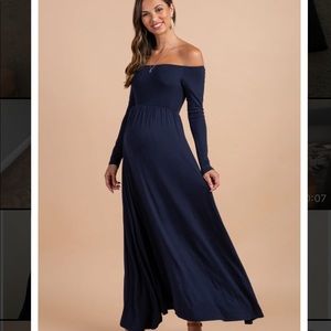 Pinkbush navy blue, long sleeve, maternity maxi dress